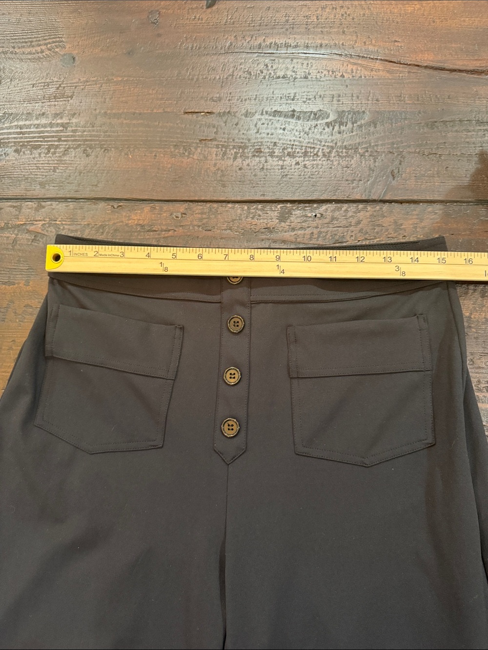 Halara Black Wide Leg Casual Pants Large Tall High Waisted Button Detail Comfort - Picture 9 of 13